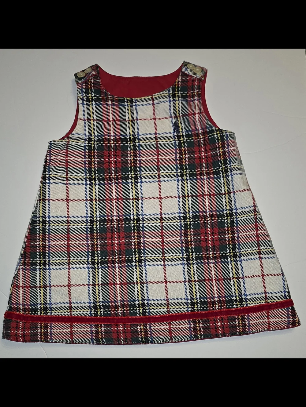 Plaid Red and White Sleeveless Shift Dress 6-12m